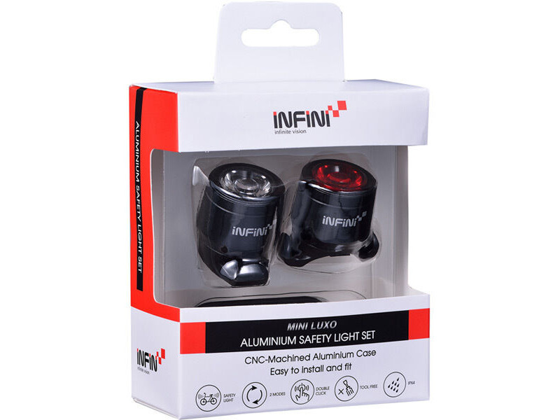 Infini Mini-Luxo USB front and rear lightset, black click to zoom image