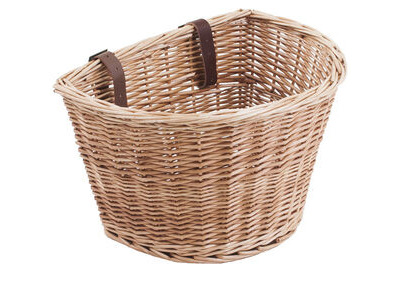 M Part D Shaped wicker basket with leather straps