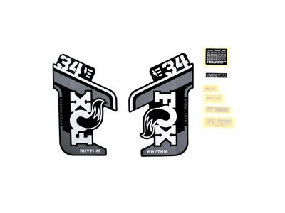 Fox Fork 34 Decal Kit: E-Bike + Rhythm Grey Logo Matte Black 2021