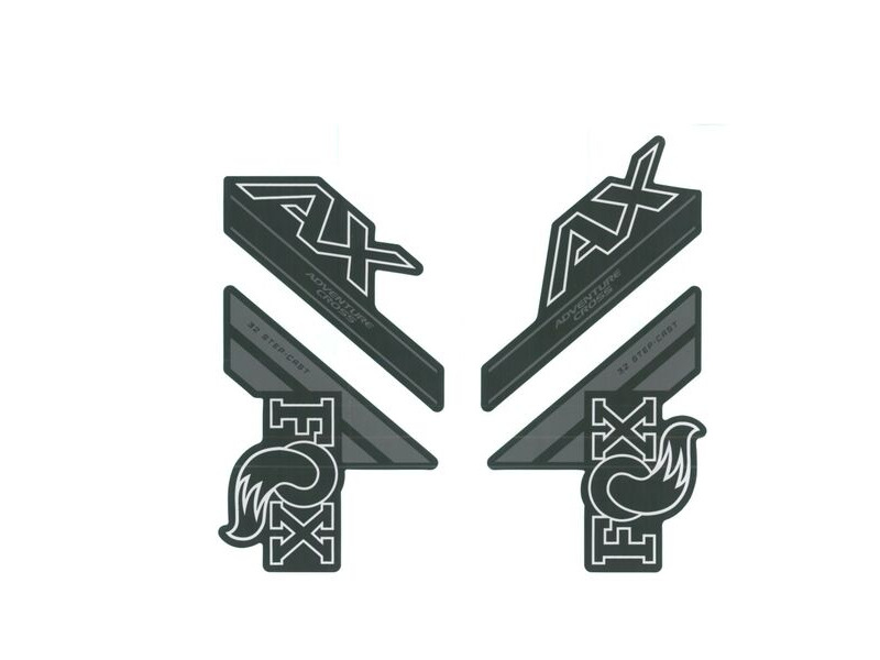 Fox Fork 32 Decal Kit: SC AX P-SE Grey Logo Matte Black 2018 click to zoom image